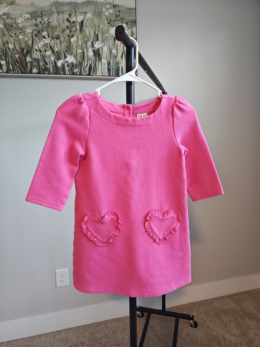 Janie & Jack Girls' Pink Heart Pocket Dress